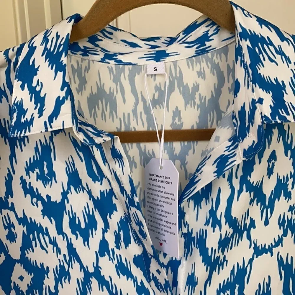 Blue And White Ikat Print Maxi